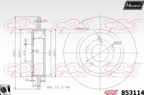 Maxtech 853114.0060 - Тормозной диск autospares.lv