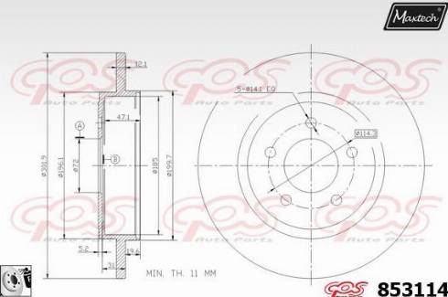 Maxtech 853114.0080 - Тормозной диск autospares.lv