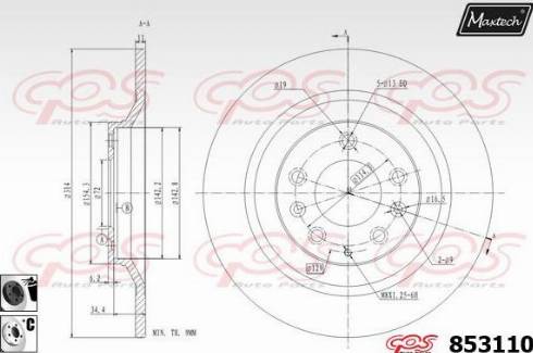 Maxtech 853110.6060 - Тормозной диск autospares.lv