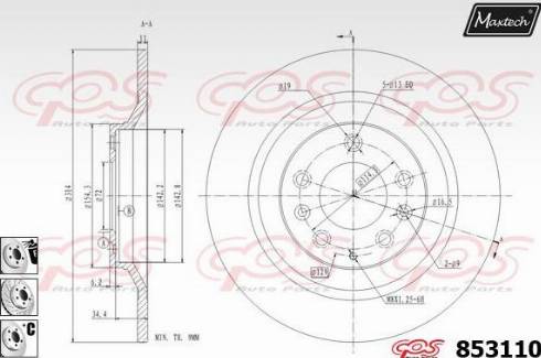 Maxtech 853110.6880 - Тормозной диск autospares.lv