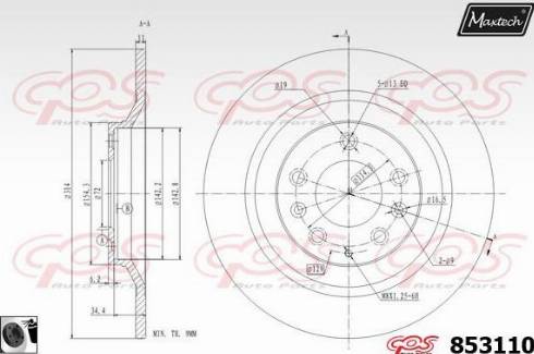 Maxtech 853110.0060 - Тормозной диск autospares.lv