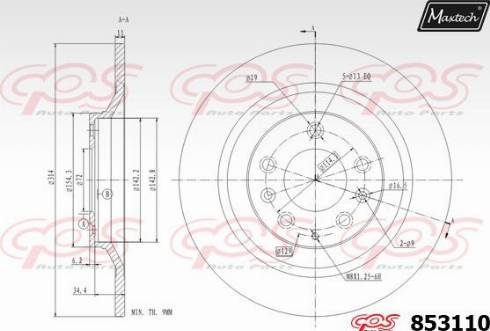 Maxtech 853110.0000 - Тормозной диск autospares.lv