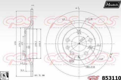 Maxtech 853110.0080 - Тормозной диск autospares.lv