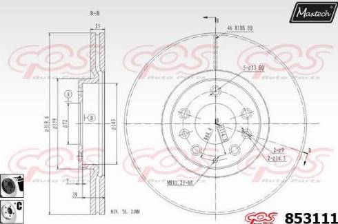 Maxtech 853111.6060 - Тормозной диск autospares.lv