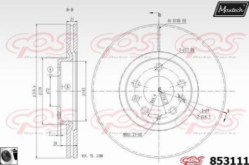 Maxtech 853111.0060 - Тормозной диск autospares.lv