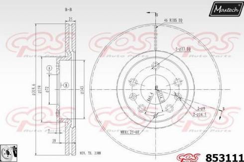 Maxtech 853111.0080 - Тормозной диск autospares.lv