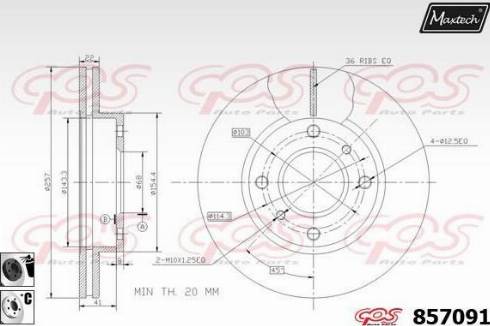 Maxtech 857091.6060 - Тормозной диск autospares.lv