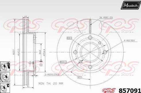 Maxtech 857091.6880 - Тормозной диск autospares.lv