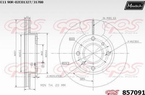 Maxtech 857091.0000 - Тормозной диск autospares.lv