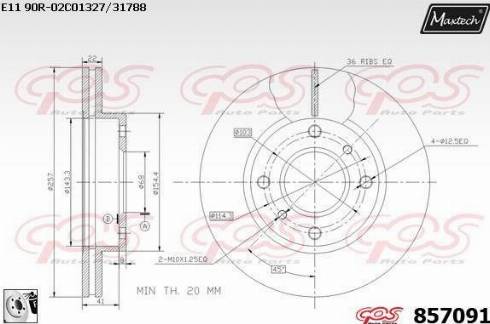 Maxtech 857091.0080 - Тормозной диск autospares.lv