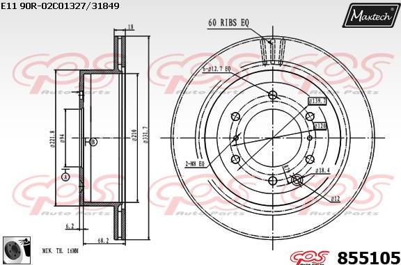 Maxtech 857091 - Тормозной диск autospares.lv