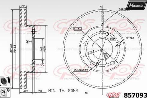 Maxtech 857093.6060 - Тормозной диск autospares.lv