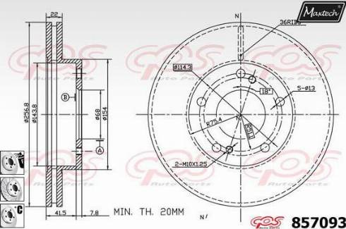 Maxtech 857093.6980 - Тормозной диск autospares.lv