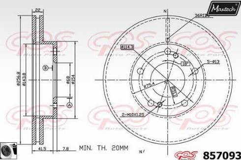 Maxtech 857093.0060 - Тормозной диск autospares.lv