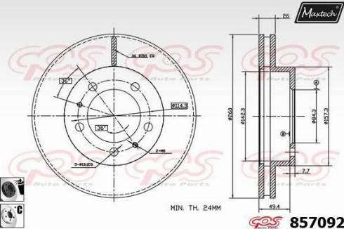 Maxtech 857092.6060 - Тормозной диск autospares.lv