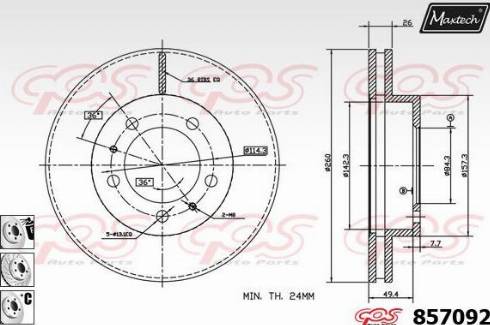 Maxtech 857092.6880 - Тормозной диск autospares.lv