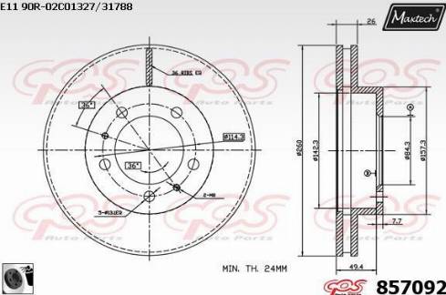 Maxtech 857092.0060 - Тормозной диск autospares.lv