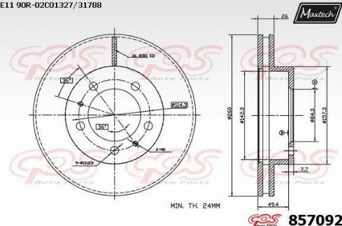 Maxtech 857092.0000 - Тормозной диск autospares.lv