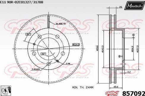 Maxtech 857092.0080 - Тормозной диск autospares.lv