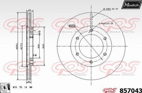 Maxtech 857043.0080 - Тормозной диск autospares.lv