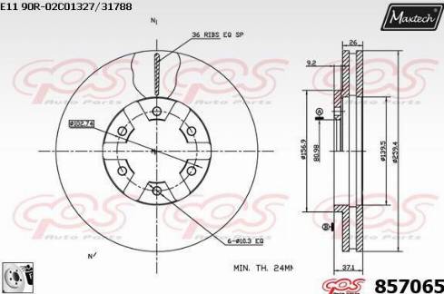 Maxtech 857065.0080 - Тормозной диск autospares.lv