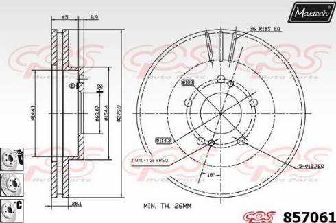 Maxtech 857061.6980 - Тормозной диск autospares.lv