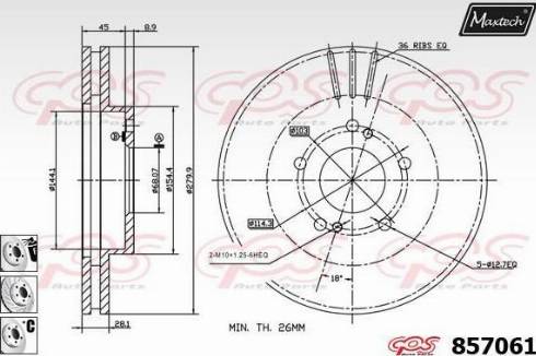 Maxtech 857061.6880 - Тормозной диск autospares.lv