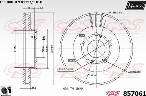 Maxtech 857061.0060 - Тормозной диск autospares.lv