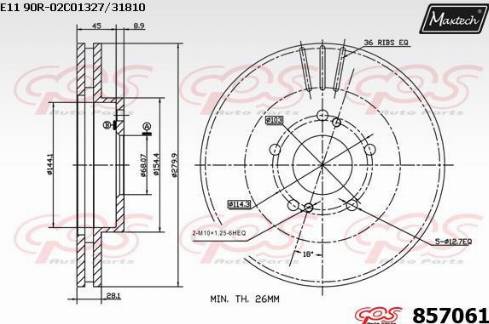 Maxtech 857061.0000 - Тормозной диск autospares.lv