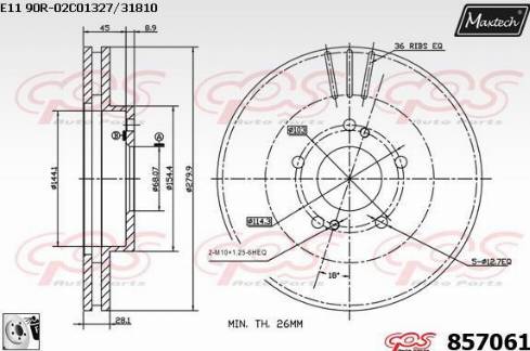 Maxtech 857061.0080 - Тормозной диск autospares.lv