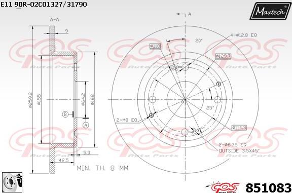 Maxtech 857067 - Тормозной диск autospares.lv