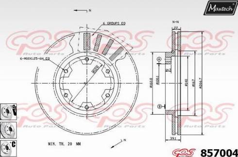 Maxtech 857004.6980 - Тормозной диск autospares.lv