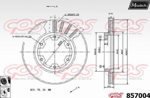 Maxtech 857004.6060 - Тормозной диск autospares.lv