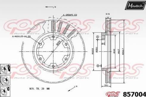 Maxtech 857004.6880 - Тормозной диск autospares.lv