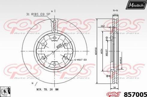 Maxtech 857005.0080 - Тормозной диск autospares.lv