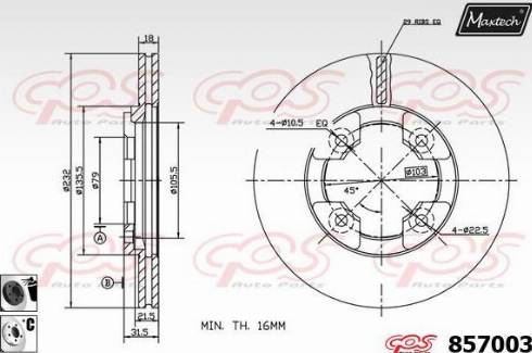 Maxtech 857003.6060 - Тормозной диск autospares.lv