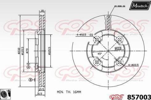 Maxtech 857003.0060 - Тормозной диск autospares.lv