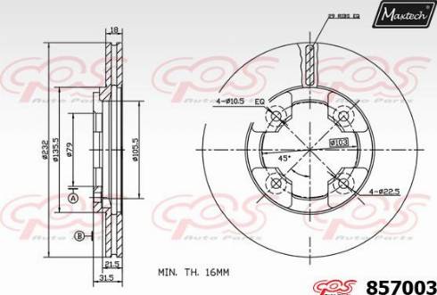 Maxtech 857003.0000 - Тормозной диск autospares.lv