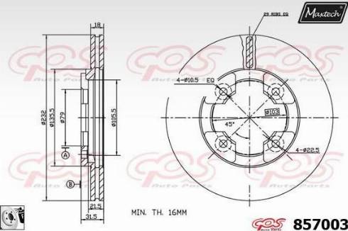 Maxtech 857003.0080 - Тормозной диск autospares.lv