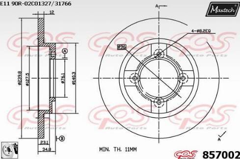 Maxtech 857002.0080 - Тормозной диск autospares.lv