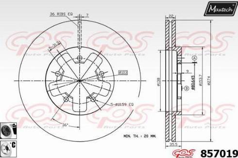 Maxtech 857019.6060 - Тормозной диск autospares.lv