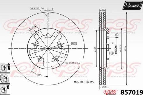 Maxtech 857019.6880 - Тормозной диск autospares.lv