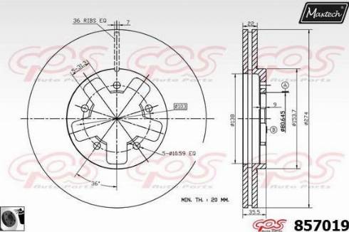 Maxtech 857019.0060 - Тормозной диск autospares.lv