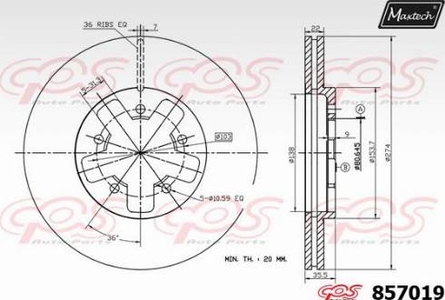 Maxtech 857019.0000 - Тормозной диск autospares.lv