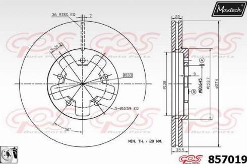 Maxtech 857019.0080 - Тормозной диск autospares.lv