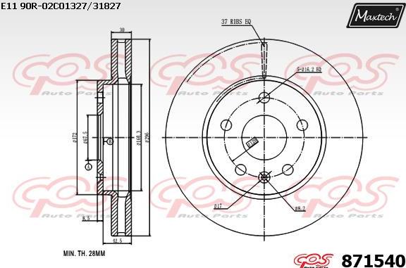 Maxtech 857019 - Тормозной диск autospares.lv