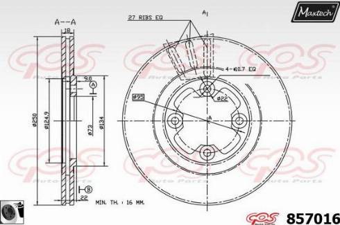 Maxtech 857016.0060 - Тормозной диск autospares.lv