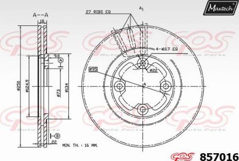 Maxtech 857016.0000 - Тормозной диск autospares.lv