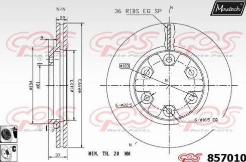 Maxtech 857010.6060 - Тормозной диск autospares.lv