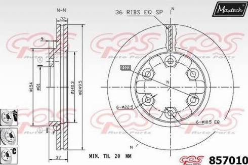 Maxtech 857010.6880 - Тормозной диск autospares.lv